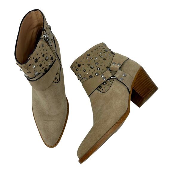 COACH  Western Pia Studded Festival Suede Ankle Boots Size 8 - Picture 12 of 12